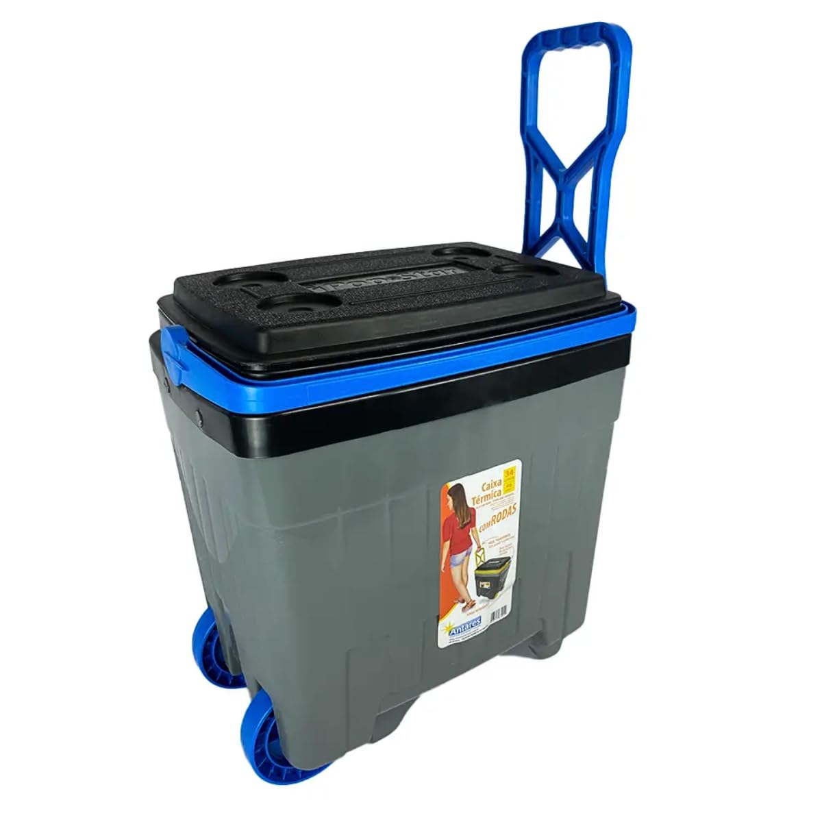 Caixa Termica C/Rodas Cinza E Azul 34L Antares | Amazon.com.br